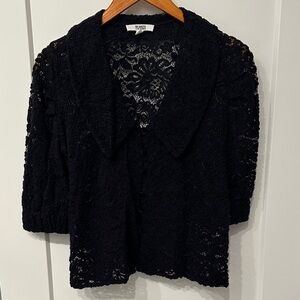 BB Dakota Steve Madden Soft Velvety Lace See Through Crop Blouse - Medium